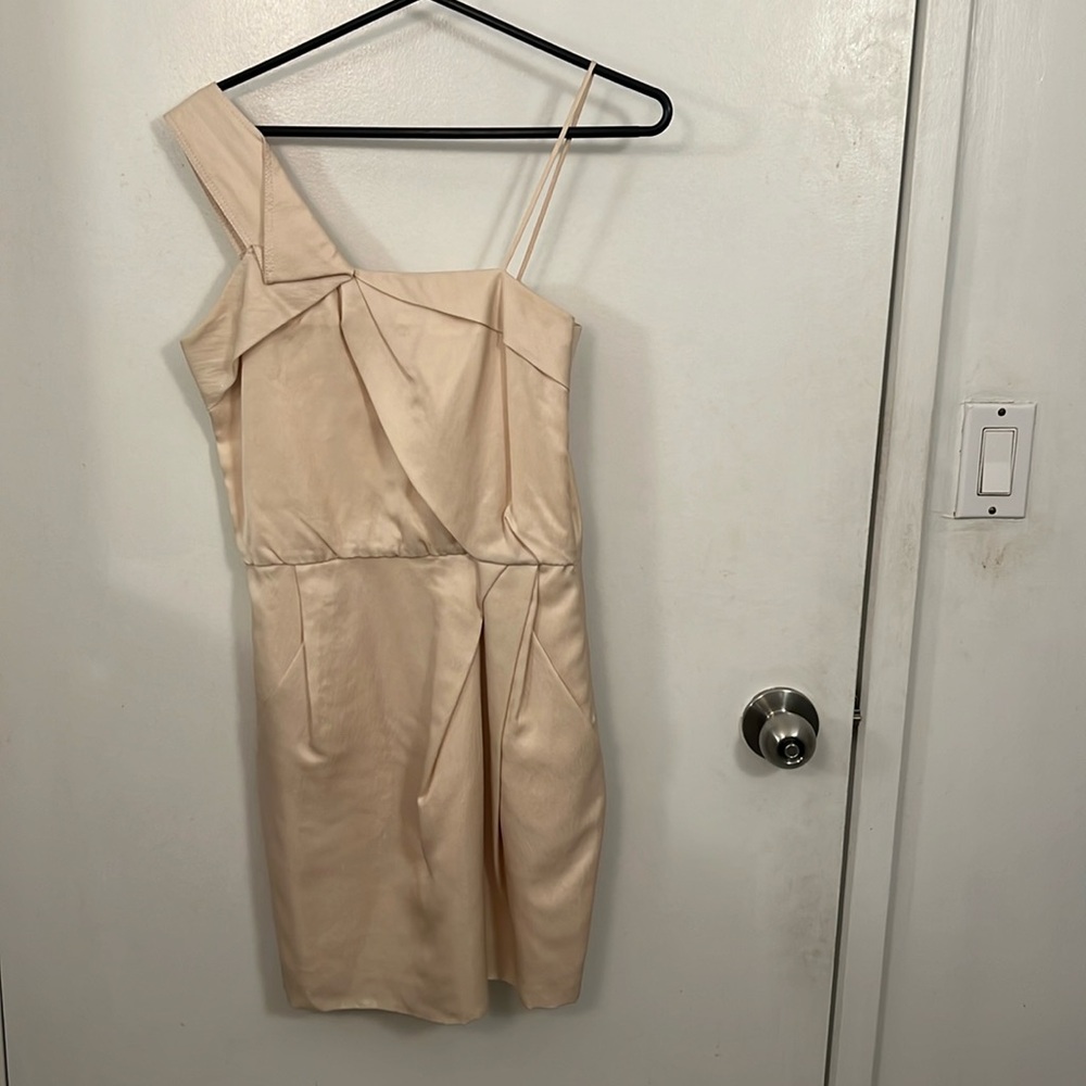 Beige One-Shoulder Dress